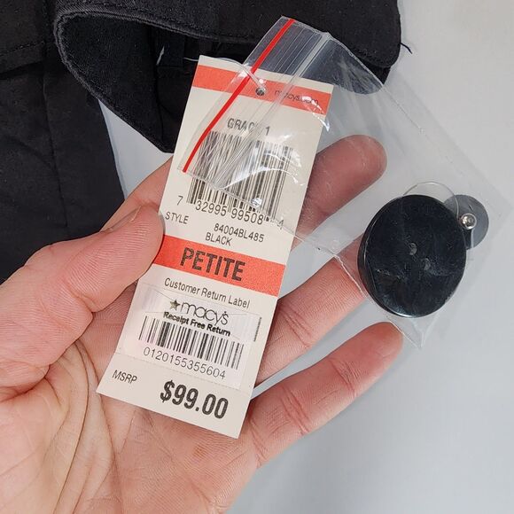 NWT INC International Concepts Black Peacoat Jacket Size P - Picture 5 of 5